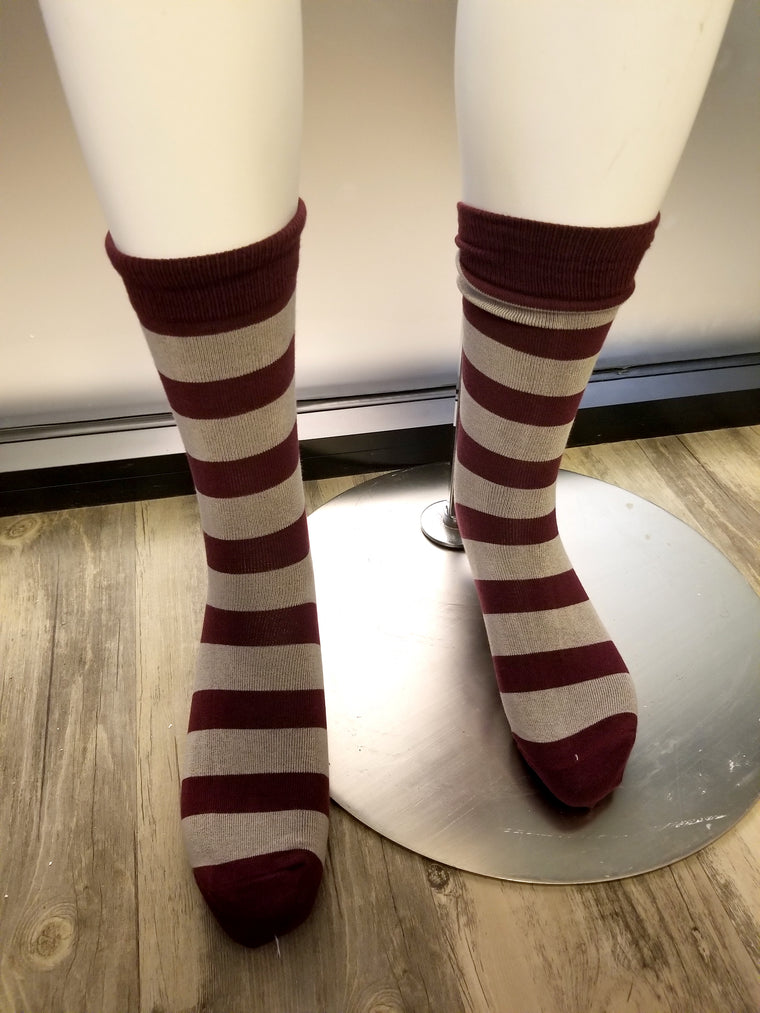 Burgundy & Grey Socks